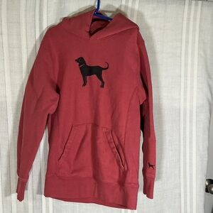The Black Dog Red Hoodie with Black Dog Silhouette